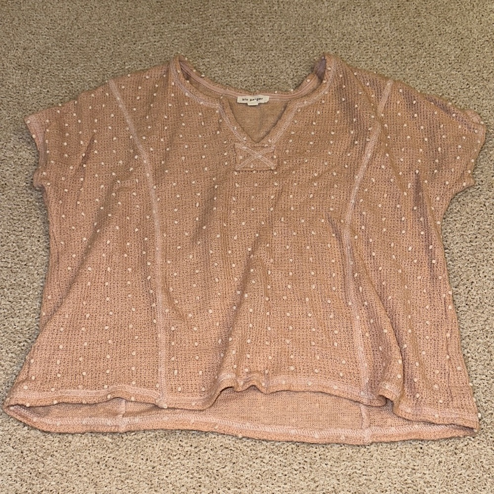 Blu Pepper short sleeve sweater, light pink, size L